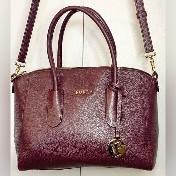 Furla Handbags - FurlaTessa L Satchel Barolo Burgundy/Wine Leather Handbag / 2 Way